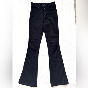 Express Slim Flare High Rise Button Up Black Jeans